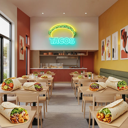 Mint Mexican Tacos Neon Light