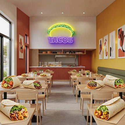 Purple Mexican Tacos Neon Light