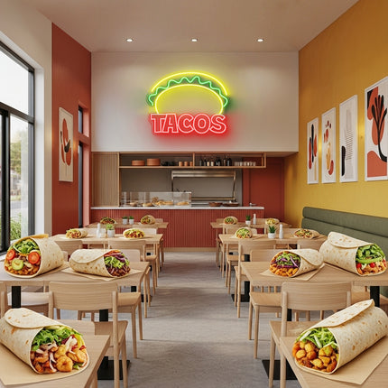Red Mexican Tacos Neon Light