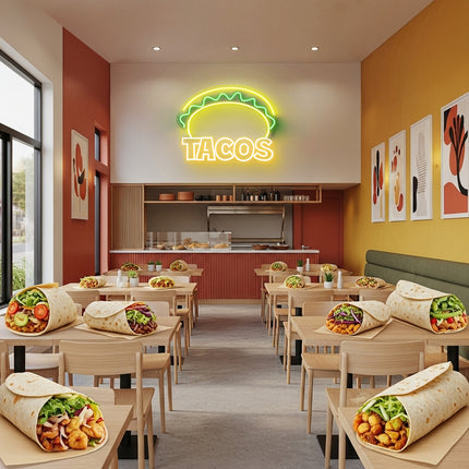 Warm White Mexican Tacos Neon Light
