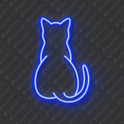 Blue Minimalist Cat Silhouette Neon Sign