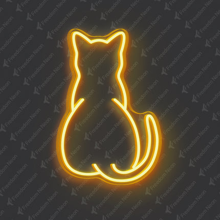 Golden Yellow Minimalist Cat Silhouette Neon Sign