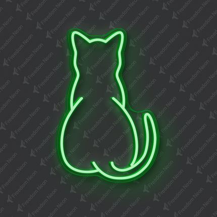 Green Minimalist Cat Silhouette Neon Sign