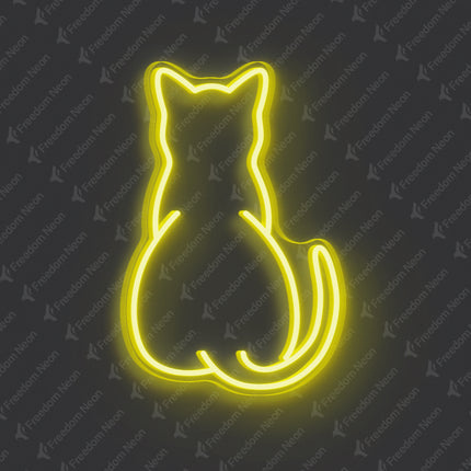 Lemon Yellow Minimalist Cat Silhouette Neon Sign