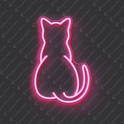 Light Pink Minimalist Cat Silhouette Neon Sign