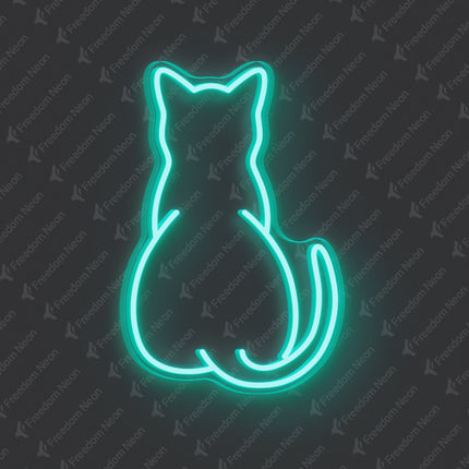 Mint Green Minimalist Cat Silhouette Neon Sign