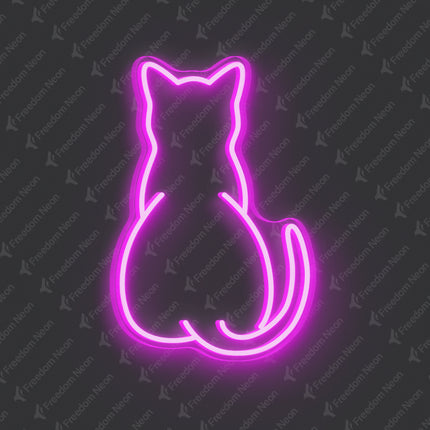 Pink Minimalist Cat Silhouette Neon Sign