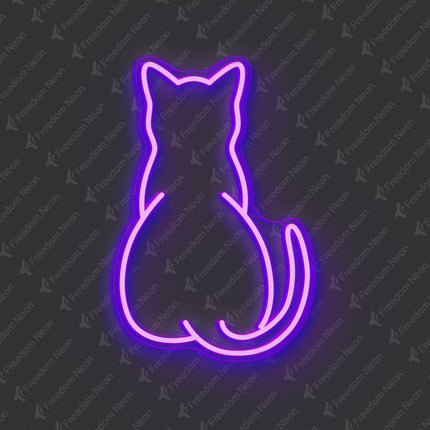 Purple Minimalist Cat Silhouette Neon Sign