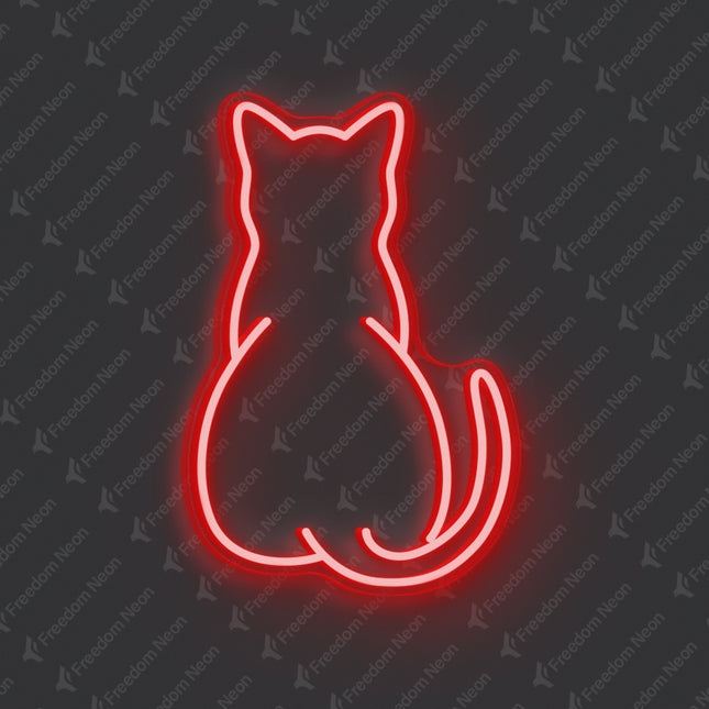 Red Minimalist Cat Silhouette Neon Sign