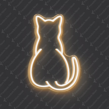 Warm White Minimalist Cat Silhouette Neon Sign