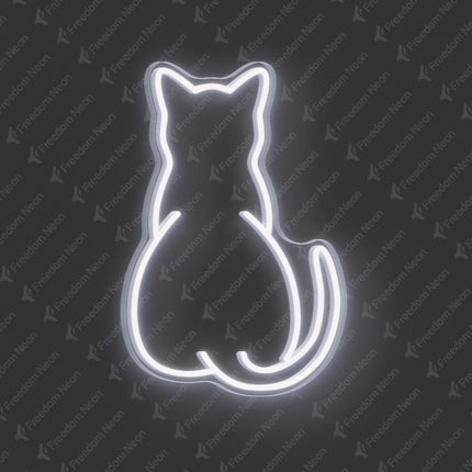 White Minimalist Cat Silhouette Neon Sign