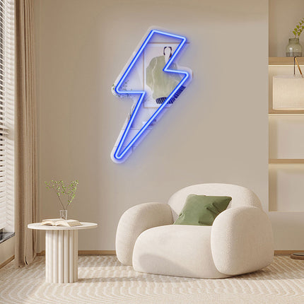 Blue Mirror Lightning Flash Neon Sign