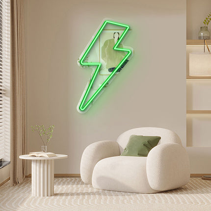 Green Mirror Lightning Flash Neon Sign