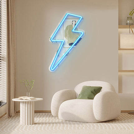 Ice Blue Mirror Lightning Flash Neon Sign