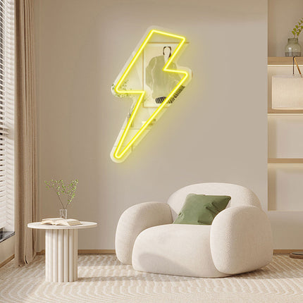 Lemon Yellow Mirror Lightning Flash Neon Sign
