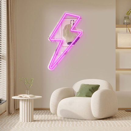 Pink Mirror Lightning Flash Neon Sign