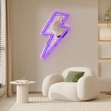 Purple Mirror Lightning Flash Neon Sign