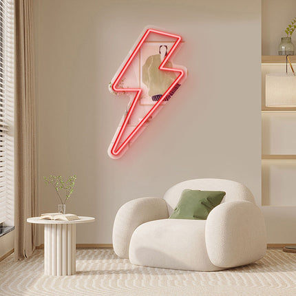 Red Mirror Lightning Flash Neon Sign