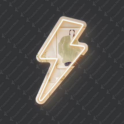 Warm White Mirror Lightning Flash Neon Sign