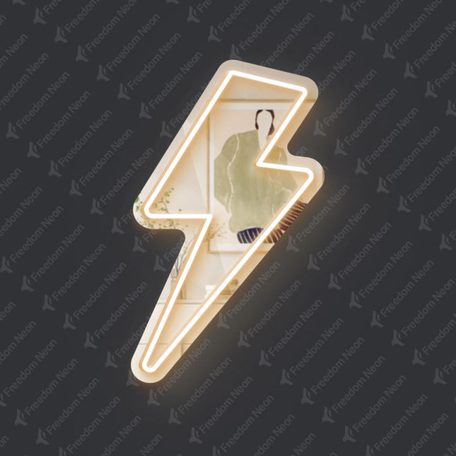 Warm White Mirror Lightning Flash Neon Sign