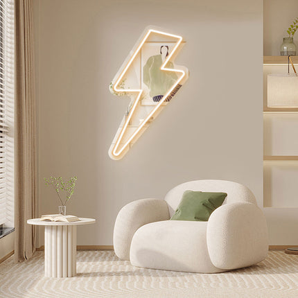 Warm White Mirror Lightning Flash Neon Sign