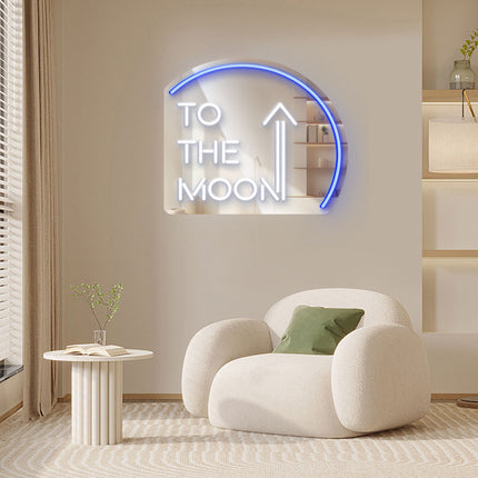 Blue Mirror To the Moon Neon Sign