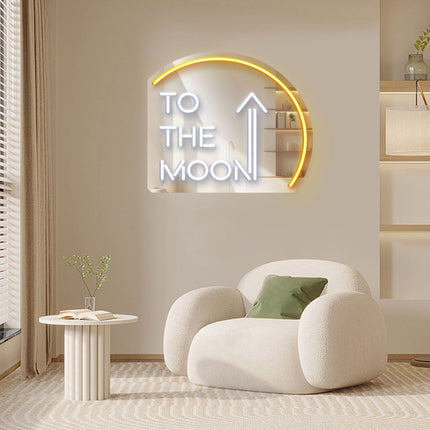 Golden Yellow Mirror To the Moon Neon Sign