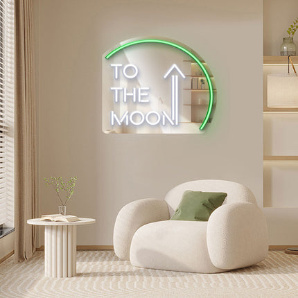 Green Mirror To the Moon Neon Sign