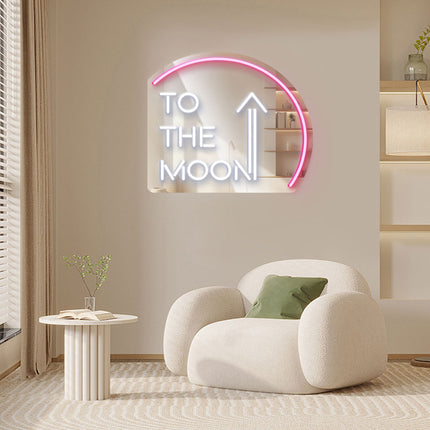 Light Pink Mirror To the Moon Neon Sign