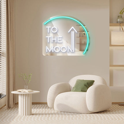 Mint Green Mirror To the Moon Neon Sign