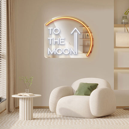 Orange Mirror To the Moon Neon Sign