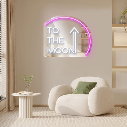 Pink Mirror To the Moon Neon Sign
