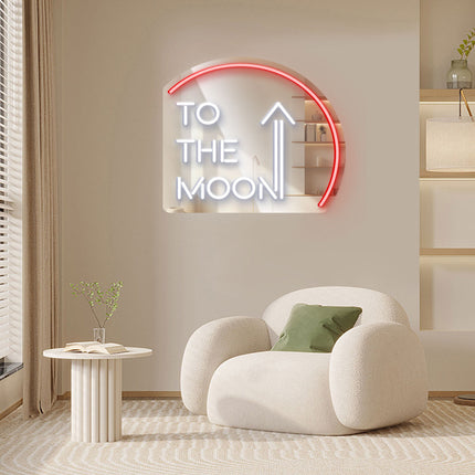 Red Mirror To the Moon Neon Sign