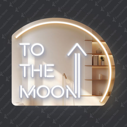 Warm White Mirror To the Moon Neon Sign