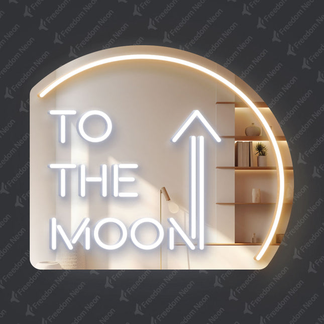Warm White Mirror To the Moon Neon Sign