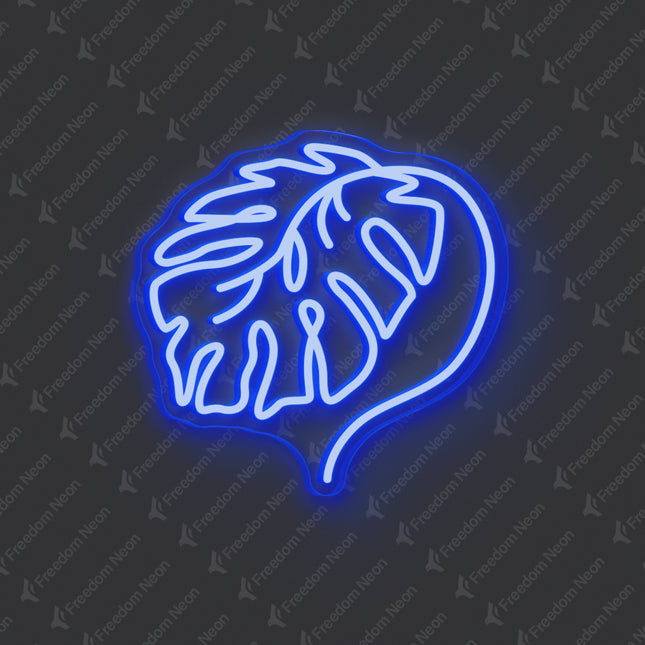 Blue Monstera Leaf Neon Sign