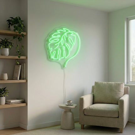 Green Monstera Leaf Neon Sign