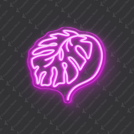 Pink Monstera Leaf Neon Sign
