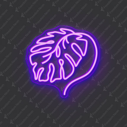 Purple Monstera Leaf Neon Sign