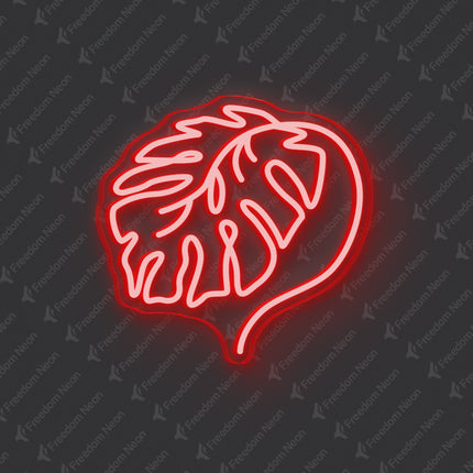 Red Monstera Leaf Neon Sign