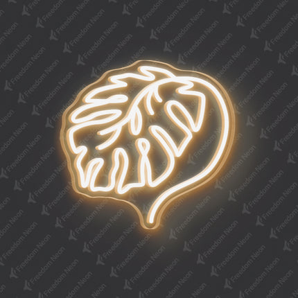 Warm White Monstera Leaf Neon Sign