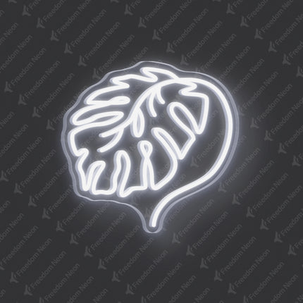 White Monstera Leaf Neon Sign
