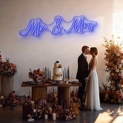 Blue Mr & Mrs Neon Sign