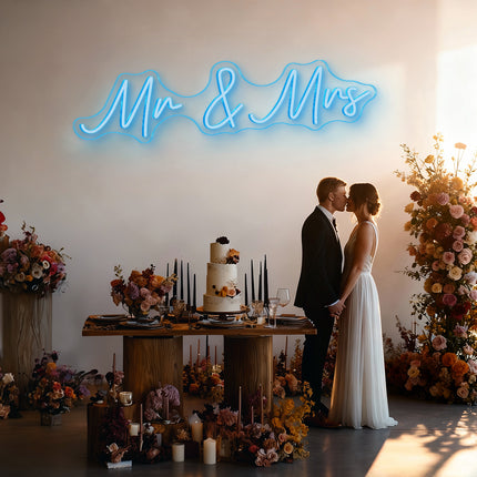 Ice Blue Mr & Mrs Neon Sign