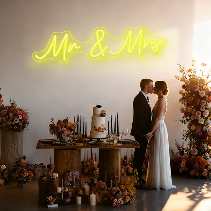 Lemon Yellow Mr & Mrs Neon Sign