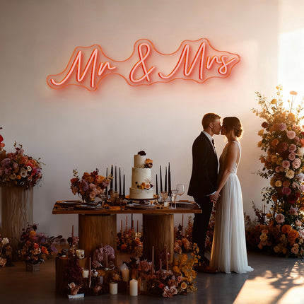 Orange Mr & Mrs Neon Sign