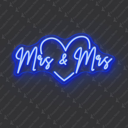 Blue Mrs & Mrs Neon Sign