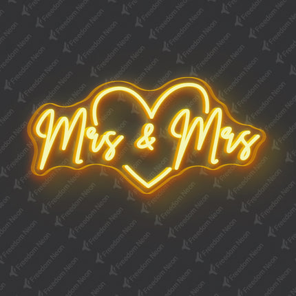 Golden Yellow Mrs & Mrs Neon Sign