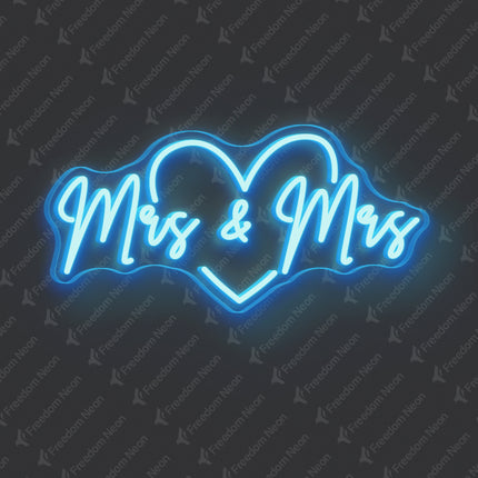 Ice Blue Mrs & Mrs Neon Sign