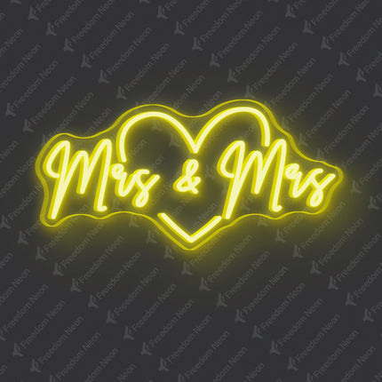 Lemon Yellow Mrs & Mrs Neon Sign